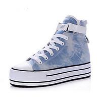 Women\'s Sneakers Spring Comfort Canvas Casual Light Blue Black White