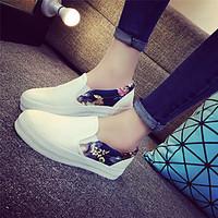 womens loafers slip ons spring comfort pu canvas casual black white