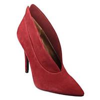 Women\'s Heels Spring Comfort Leather Suede Casual Burgundy Screen Color Black