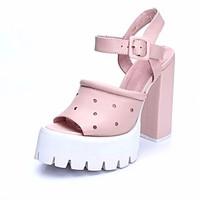 womens sandals spring comfort pu casual blushing pink white