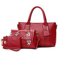 Women Other Leather Type Casual Bag Sets Brown Ruby Black