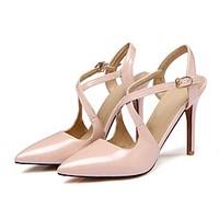 Women\'s Sandals Spring Summer Fall Patent Leather Dress Stiletto Heel Buckle Black Beige Red Blushing Pink