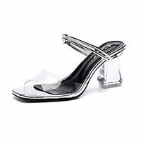 womens sandals summer comfort pu outdoor walking chunky heel silver go ...