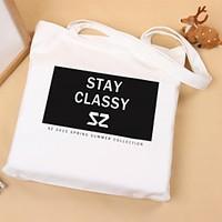 Women Shoulder Bag Canvas All Seasons Casual Shopper Zipper Black White