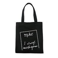 Women Shoulder Bag Canvas All Seasons Casual Shopper Magnetic Black White