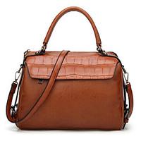 Women Tote PU All Seasons Formal Casual Event/Party Outdoor Office Career Barrel Zipper Amethyst Wine Brown Black
