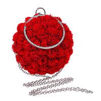 Women Evening Bag Polyester All Seasons Formal Event/Party Wedding Bowling Flower Clasp Lock Pinky Red