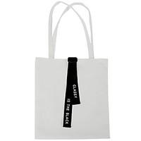 Women Shoulder Bag Canvas All Seasons Casual Shopper Buckle Black White