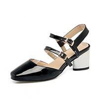 Women\'s Heels Summer Fall Comfort Novelty PU Synthetic Patent Leather Wedding Office Career Casual Walking Chunky Heel Lace-upRed Beige