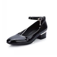 Women\'s Heels Summer Fall Comfort Novelty PU Synthetic Patent Leather Wedding Office Career Casual Walking Chunky Heel Lace-upRed Beige