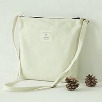 Women Shoulder Bag Canvas All Seasons Casual Shopper Zipper White