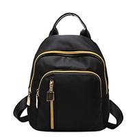 Women Backpack PU Cross-Seasons Casual Round Zipper Black