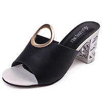 Women\'s Sandals Summer Comfort PU Outdoor Chunky Heel Buckle Metallic toe Walking