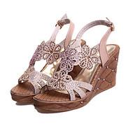 Women\'s Shoes Heel Wedges / Heels / Peep Toe / Platform Sandals / Heels Outdoor / Dress / Casual Black / Almond