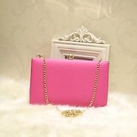 Women Shoulder Bag PU All Seasons Casual Date Baguette Magnetic Peach Fuchsia