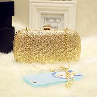 Women Evening Bag PU All Seasons Event/Party Party Evening Club Baguette Magnetic Gold Champagne