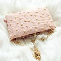 Women Evening Bag PU All Seasons Event/Party Party Evening Club Baguette Sequined Magnetic Blushing Pink