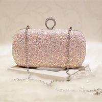 Women Evening Bag PU All Seasons Event/Party Party Evening Club Baguette Push Lock Blushing Pink White Gold Pool