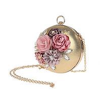 Women Evening Bag Polyester All Seasons Formal Event/Party Wedding Bowling Satin Flower Clasp Lock Ruby Silver Black Gold