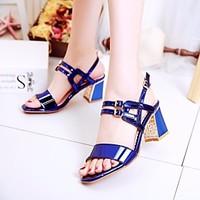 womens sandals comfort pu spring casual blue red 2in 2 34in