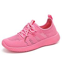 Women\'s Sneakers Spring Summer Comfort Hole Shoes Couple Shoes Tulle Outdoor Athletic Casual Running Flat Heel Lace-up Blushing Pink Black