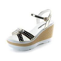 Women\'s Sandals Summer Comfort PU Outdoor Walking Creepers Buckle Silver Gold