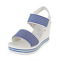 womens sandals summer comfort pu outdoor walking wedge heel buckle blu ...