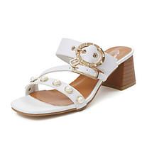 womens sandals summer comfort pu outdoor walking chunky heel beige bla ...