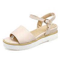 Women\'s Sandals Summer Fall Slingback PU Office Career Party Evening Dress Wedge Heel Buckle Blushing Pink Blue Beige Black