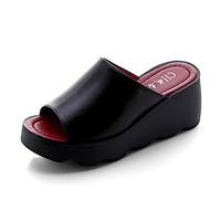 womens sandals summer comfort pu outdoor walking wedge heel black whit ...