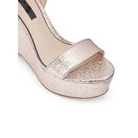 Womens MELODY Metallic Wedge Sandals, Rose Gold