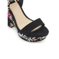 womens megan embroidered wedge sandals black