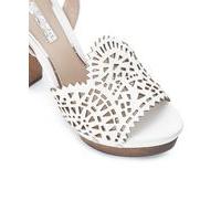 Womens CACTUS Block Heel Sandals, White