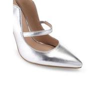 womens lydia curve sling back court shoes silver colour