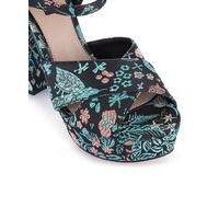 womens crown blue jacquard platform sandals blue