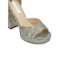 Womens CRUSH Metallic Platform Sandals, Dark Green