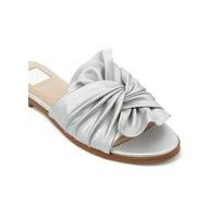 Womens PENNY Silver Bow Slider Sandals, Silver Colour