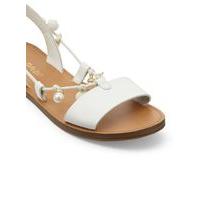 Womens PEBBLES Pom Sandals, White