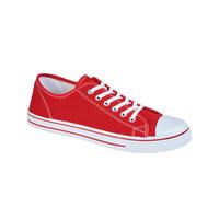 Womens Baltimore Low Top Lace Up Canvas Trainers In Red