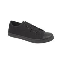 Womens Baltimore Low Top Lace Up Canvas Trainers In All Black