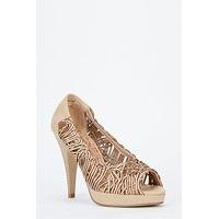 Woven Design Peep Toe Heels