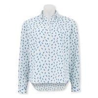 Womens White Blue Bird Print Pop-Over Relaxed Fit Shirt 8 - Savile Row