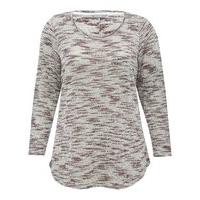 Women\'s Ladies Plus size cotton blend three quarter length sleeve space dye striped textured jersey top