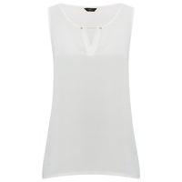 Women\'s Ladies plain coloured sleeveless bar embellished trim v-neck slim fit top