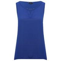 Women\'s Ladies plain coloured sleeveless bar embellished trim v-neck slim fit top