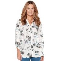 Women\'s Ladies soft jersey Three quarter length sleeve Notch neckline Floral print shirt