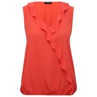 womens ladies sleeveless lightweight jersey v neck bubble hem ruffle f ...