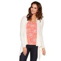 Women\'s Ladies long sleeve ribbed knit long length casual waterfall draped cardigan