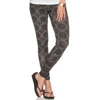 Women\'s Ladies soft stretch jersey full length elasticated waistband tile print casual leggings