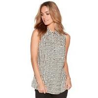 womens ladies lightweight jersey black cream stripe pattern sleeveless ...